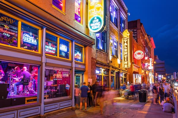 Nashville Broadway showing night scenes, nightlife and street scenes