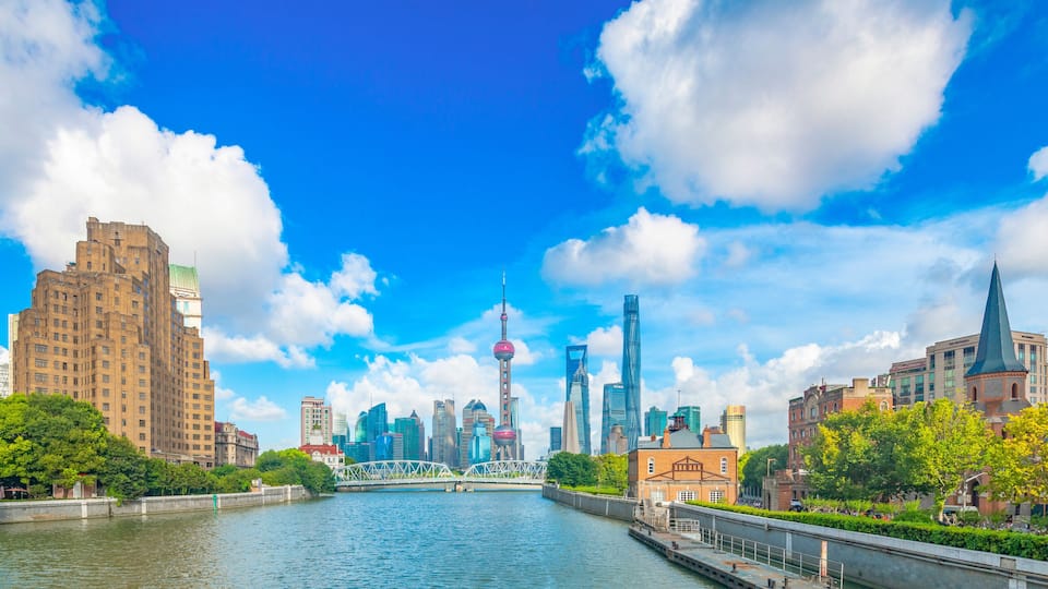 The Bund and Lujiazui's Cityscape on the Huangpu River in Shanghai, China