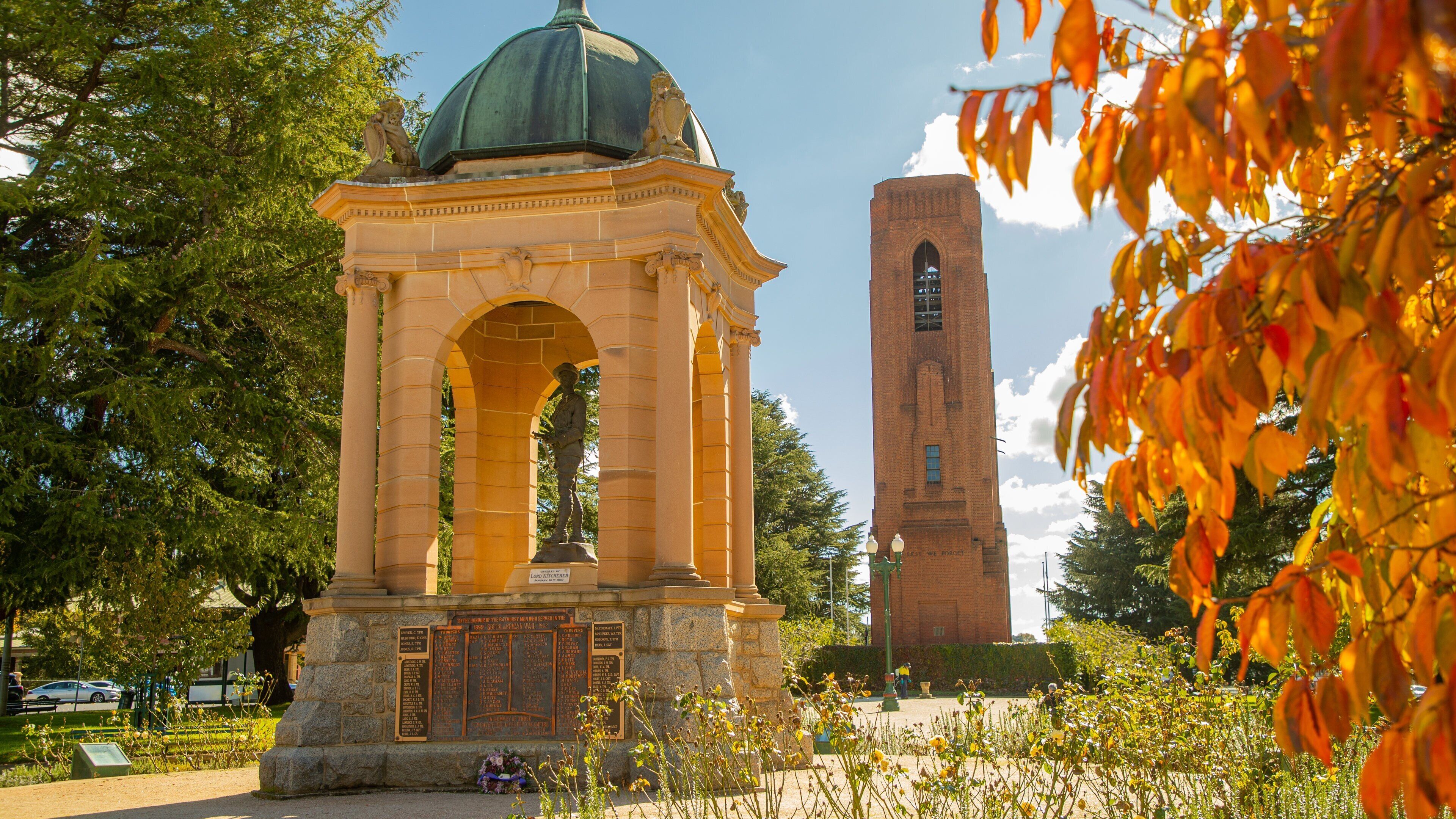 Bathurst War Memorial Carillon which includes a statue or sculpture