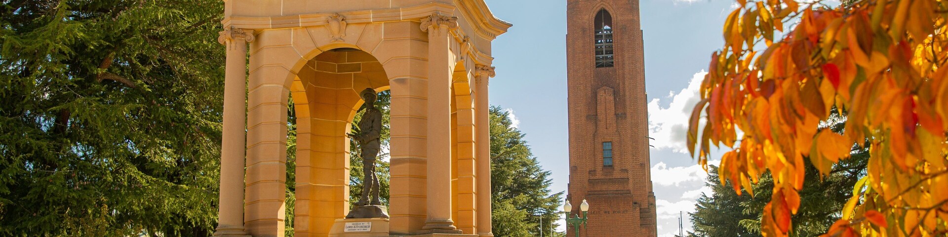 Bathurst War Memorial Carillon which includes a statue or sculpture