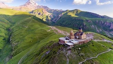 Gergeti Trinity Church Or Tsminda Sameba - Holy Trinity Church Near Village Of Gergeti In Georgia.