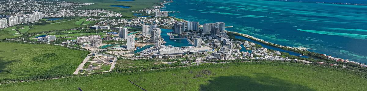 Aerial View of Puerto Cancún, Mexico