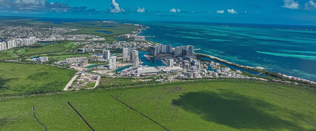 Aerial View of Puerto Cancún, Mexico