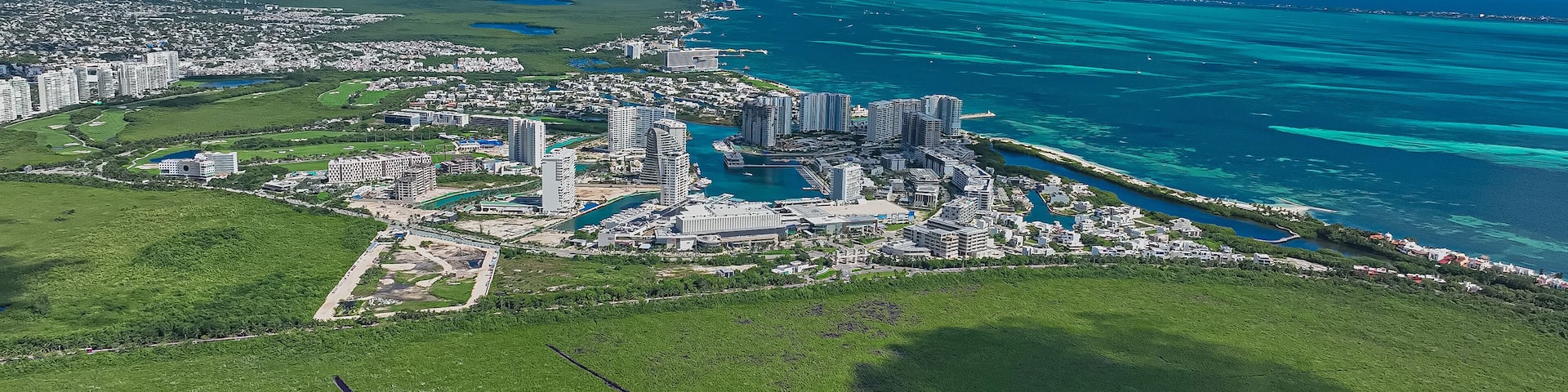 Aerial View of Puerto Cancún, Mexico