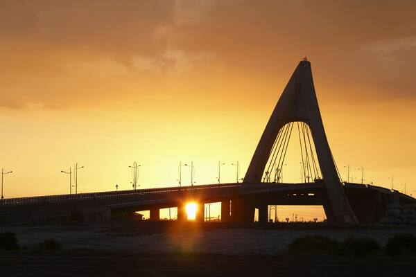 Dapeng bay bridge with sunset, southern Taiwan.
