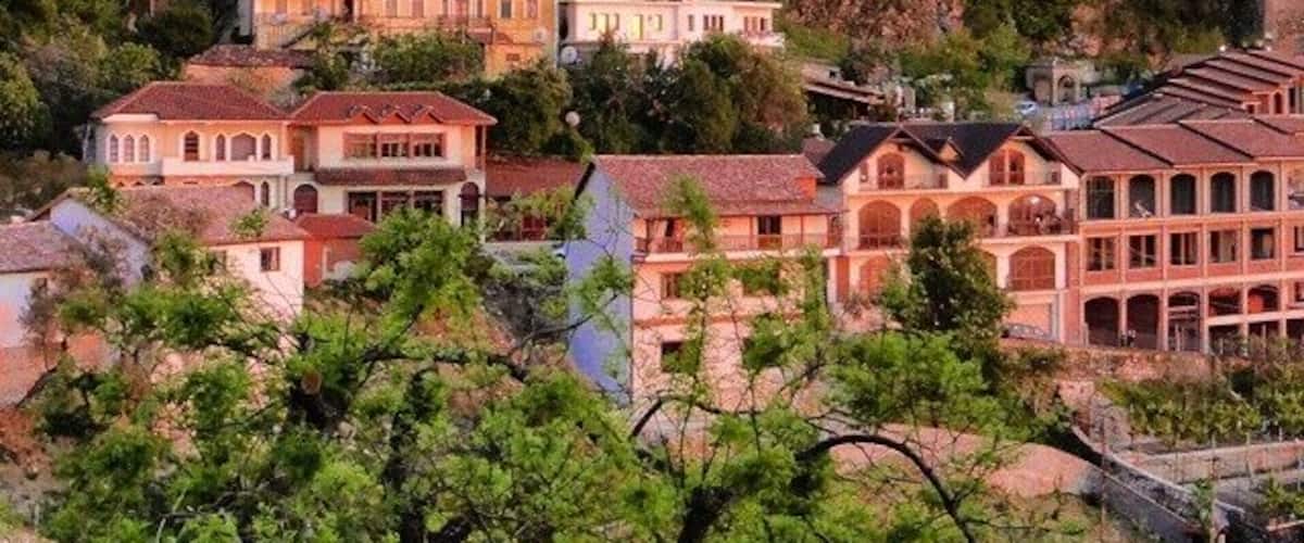 The view of the mountains and the castle in Krujë were even more spectacular as the sun set over the little town.
For a view like this ask for a balcony facing the castle at the Hotel Panorama in Krujë, Albania or have dinner in the hotel's dining room.
A delicious dinner and this beautiful view. I can't think of a better way to end our first day in Albania.
#GoldenHour