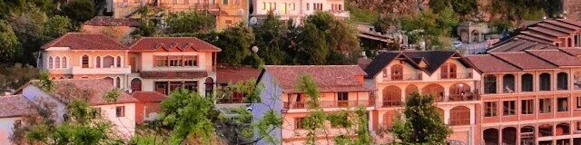 The view of the mountains and the castle in Krujë were even more spectacular as the sun set over the little town.
For a view like this ask for a balcony facing the castle at the Hotel Panorama in Krujë, Albania or have dinner in the hotel's dining room.
A delicious dinner and this beautiful view. I can't think of a better way to end our first day in Albania.
#GoldenHour