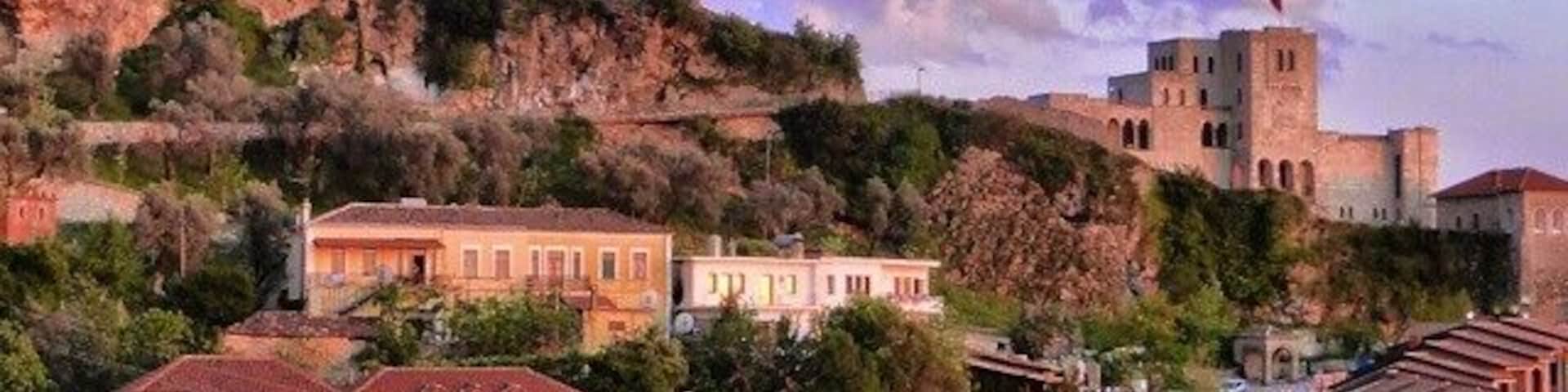 The view of the mountains and the castle in Krujë were even more spectacular as the sun set over the little town.
For a view like this ask for a balcony facing the castle at the Hotel Panorama in Krujë, Albania or have dinner in the hotel's dining room.
A delicious dinner and this beautiful view. I can't think of a better way to end our first day in Albania.
#GoldenHour