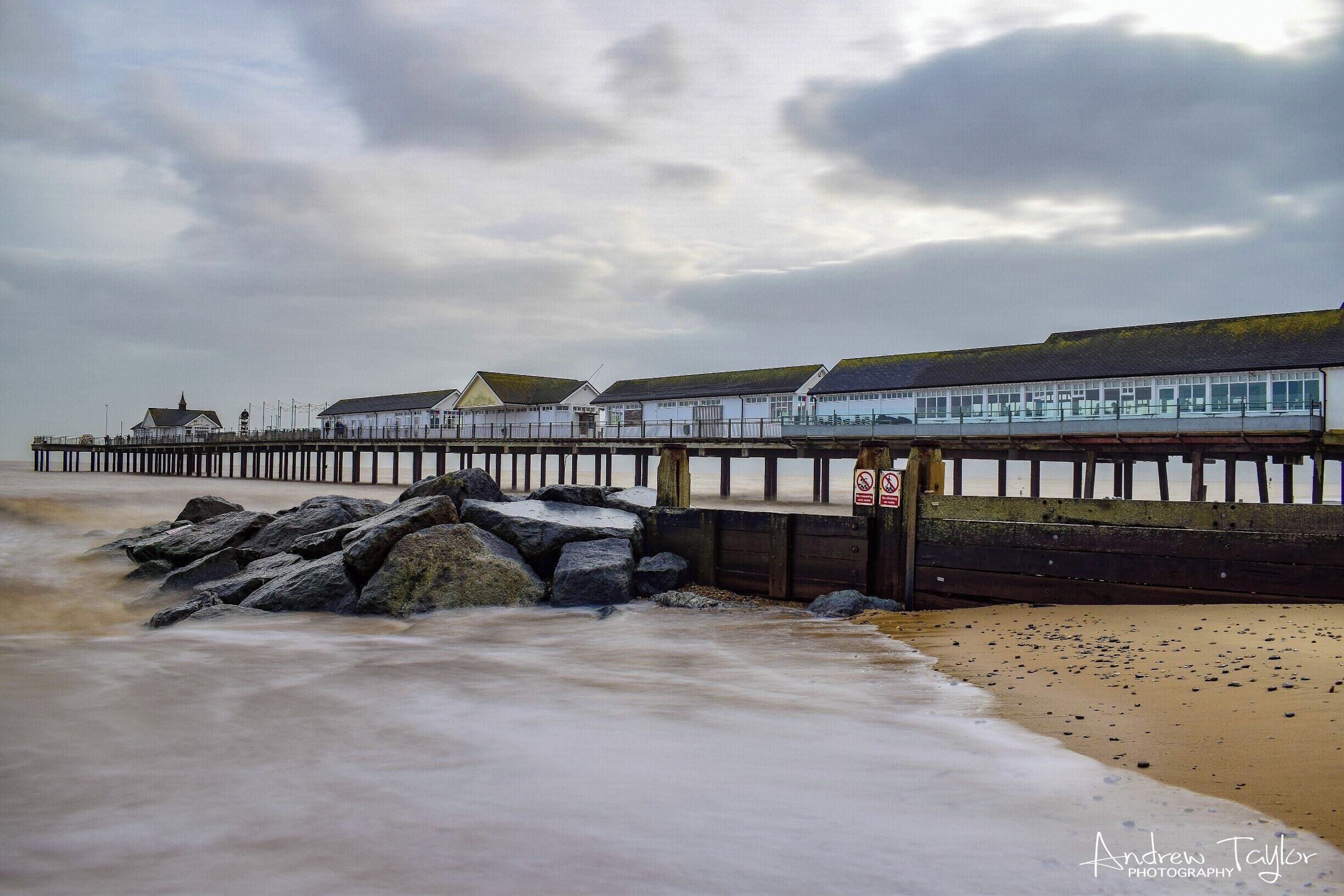 Southwold Pier is a pier in the coastal town of Southwold in the English county of Suffolk. It is on the northern edge of the town and extends 190 metres into the North Sea. There is a variety of shops and little places to eat along the pier . Also you get lovely views at the end of the pier as you look back to Southwold . Perfect place for photographers :) 