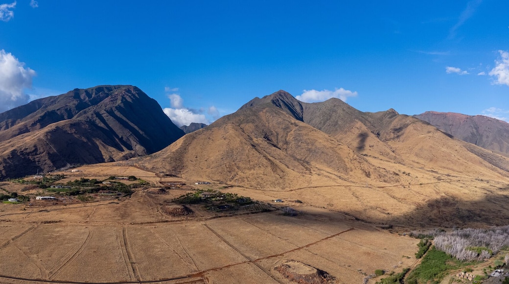 An aerial panorama of the west coast of Maui taken from Olowalu, Hawaii.