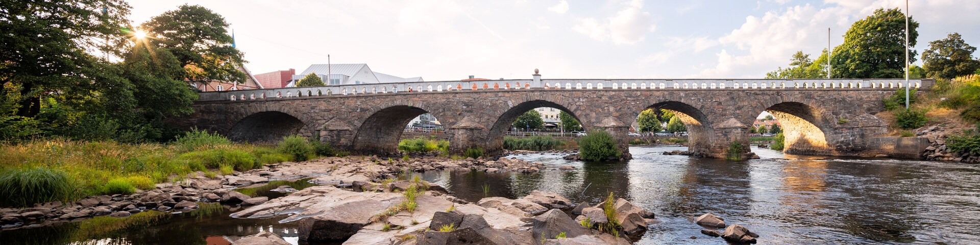 Tullbron, or tullbridge, old stone bridge in central falkenberg over the river Atran