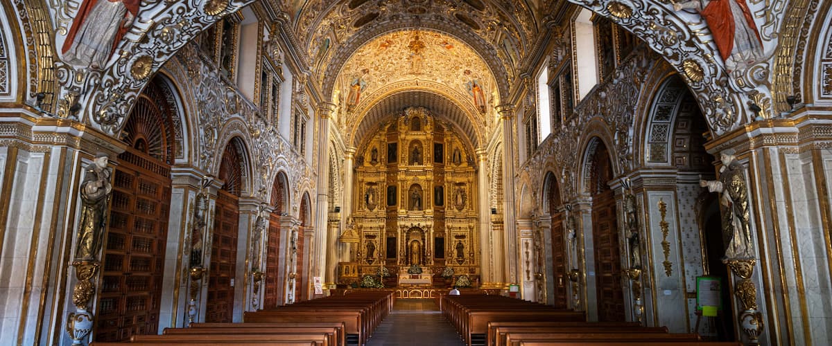 View of the interior of the Santo Domingo de Guzman Church, in the city of Oaxaca de Juarez, Mexico.