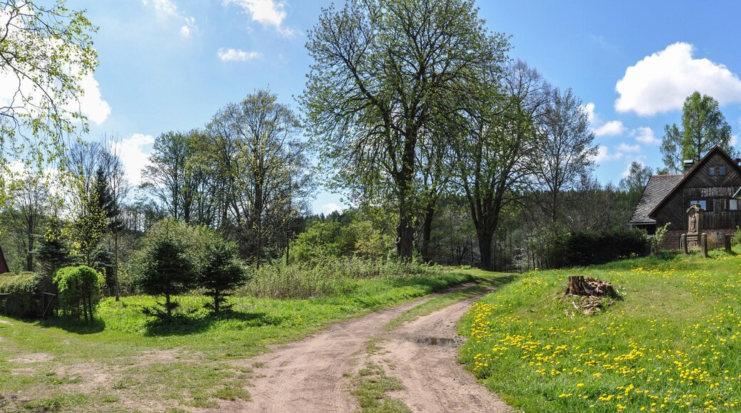 Village chapel in the mountains, spring, vrani hory, Czech Republic