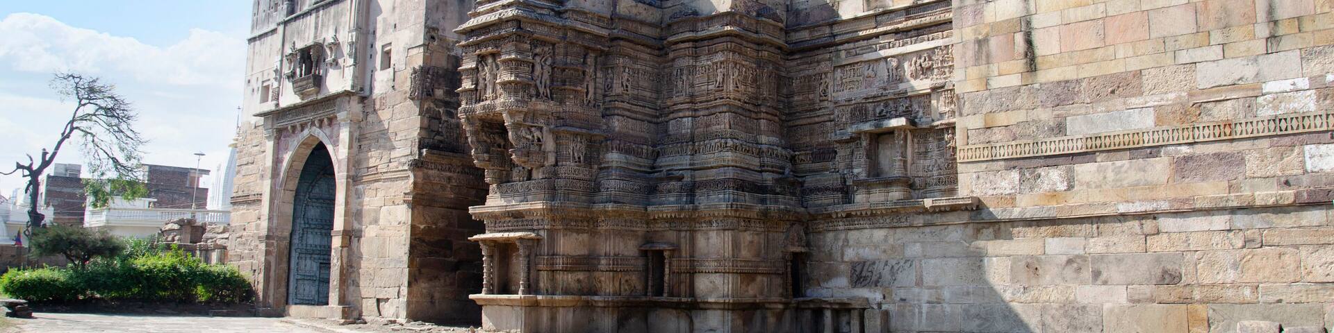 Carved Hira Bhagol, the Eastern gate named after it's architect; Hiradhar, located in Dabhoi, Gujarat, India