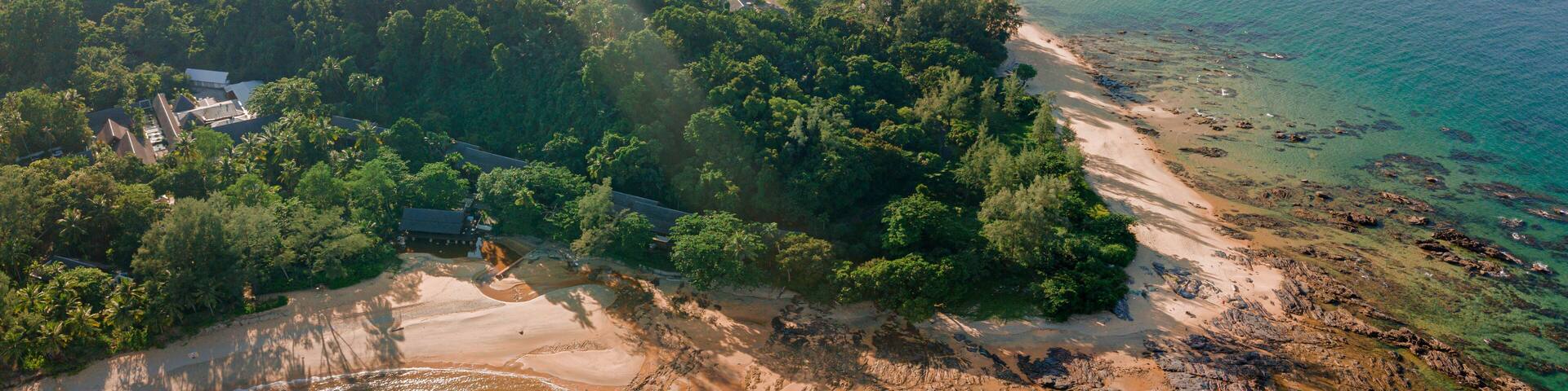 Aerial drone view of stunning coastline scenery in Dungun, Terengganu, Malaysia
