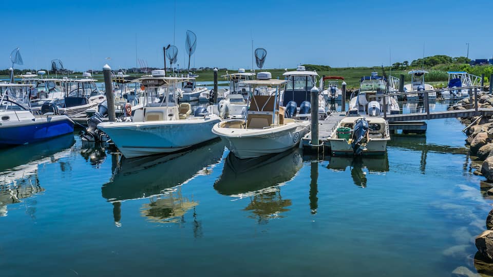 Matunuck Marina in Rhode Island, during summer