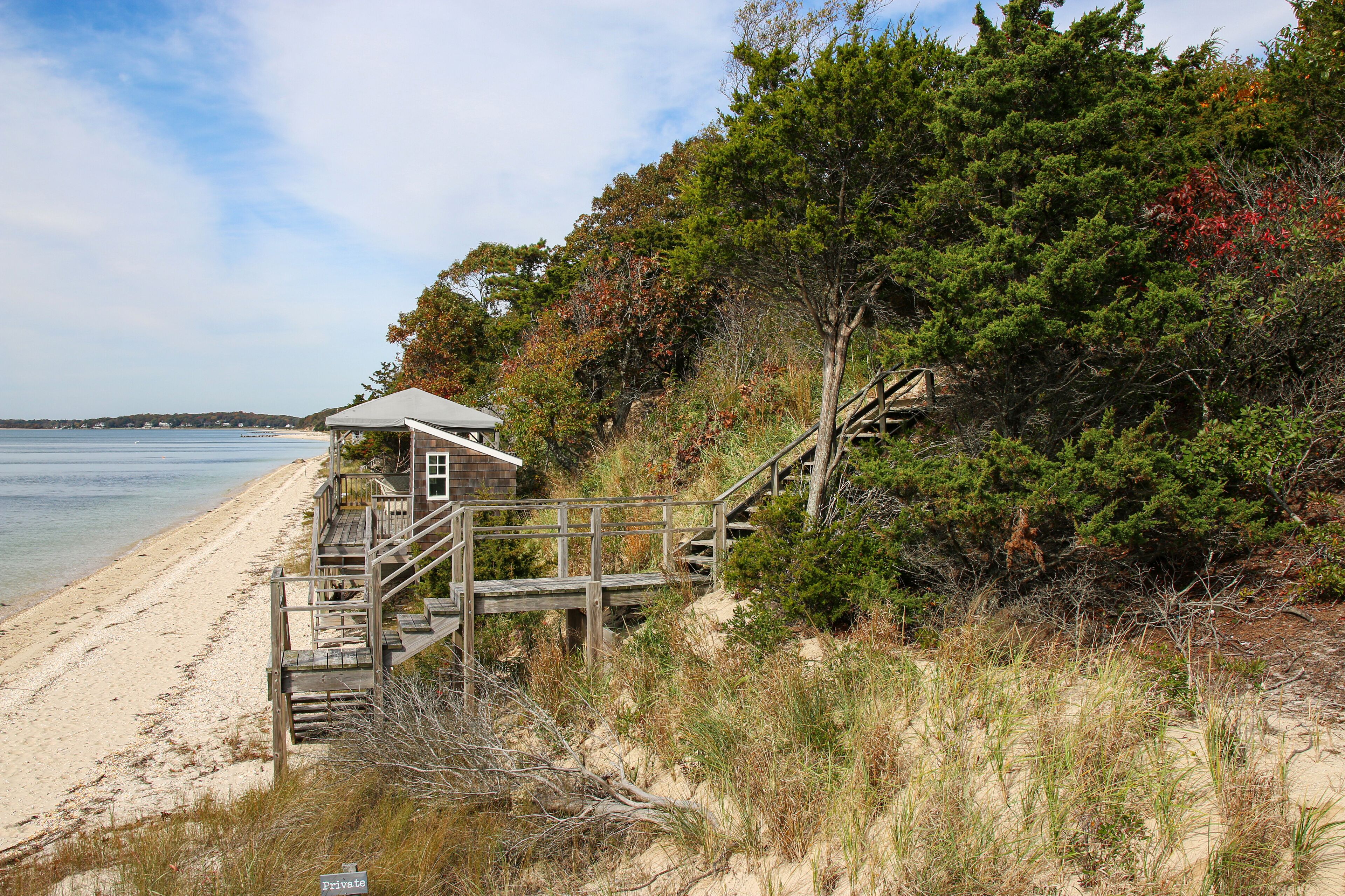 The west side of Nassau Point looking north on Peconic Bay