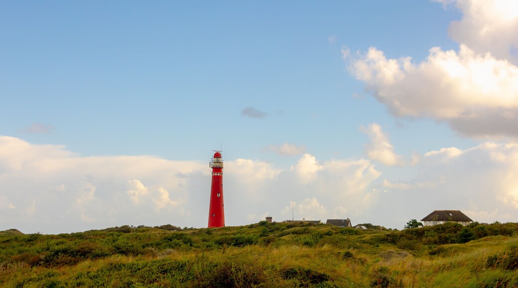 The red lighthouse north tower (Noordertoren) on the dune, Schiermonnikoog is a municipality and national park in the Northern Netherlands, One of the West Frisian Islands on the edge of the North Sea