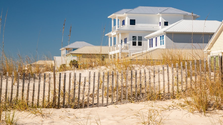 West Beach featuring a beach and a coastal town