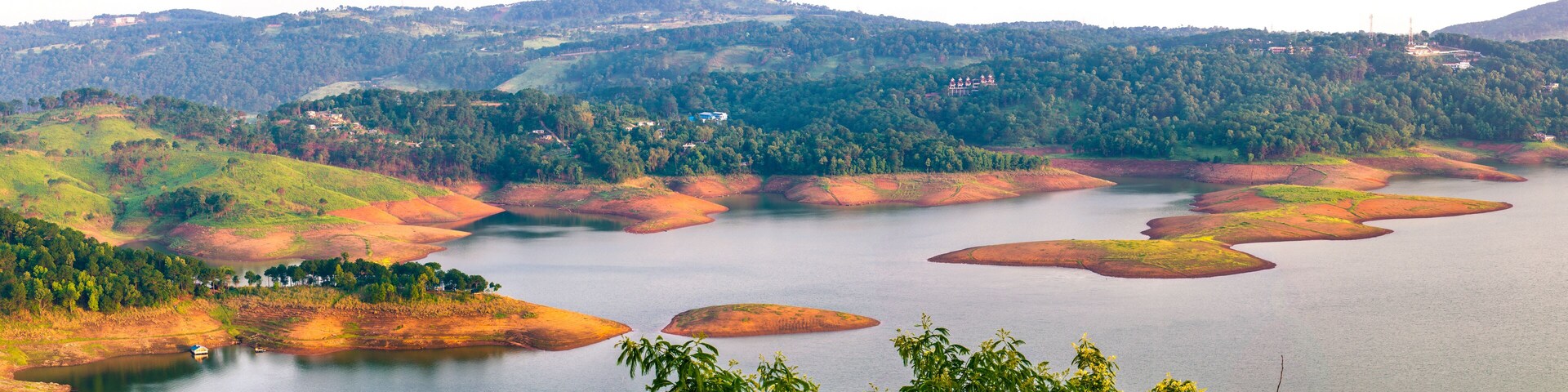 the beautiful panoramic view of umiam lake in shillong in meghalaya