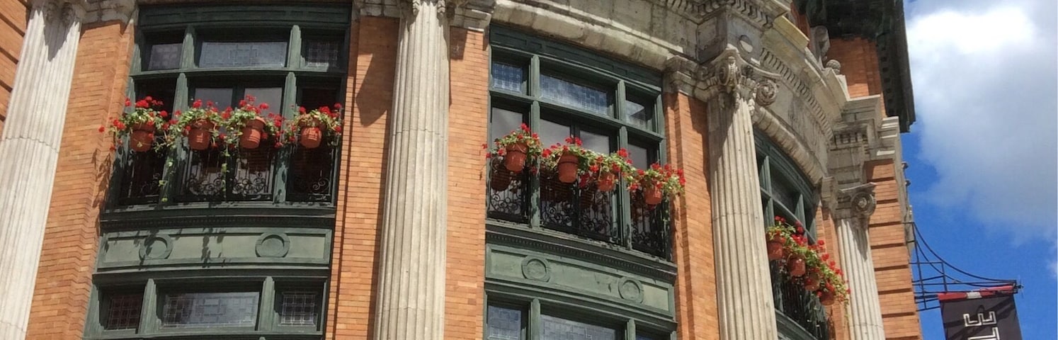 The restaurant  Le Capitole in Place D'Youville in Quebec City. Near Rue St. Jean. 
Excellent and beautiful.