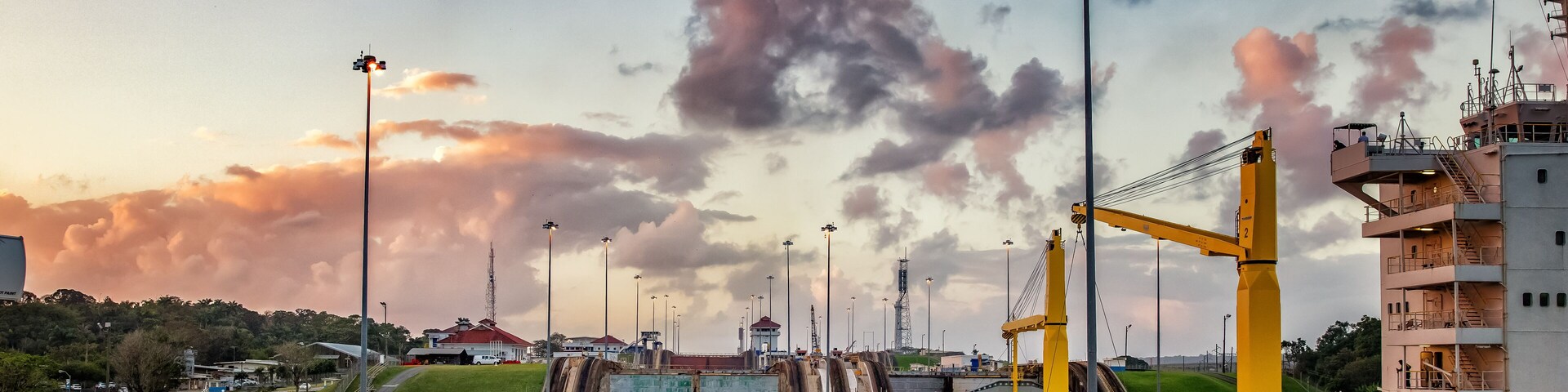 Panama Canal on boat looking forward