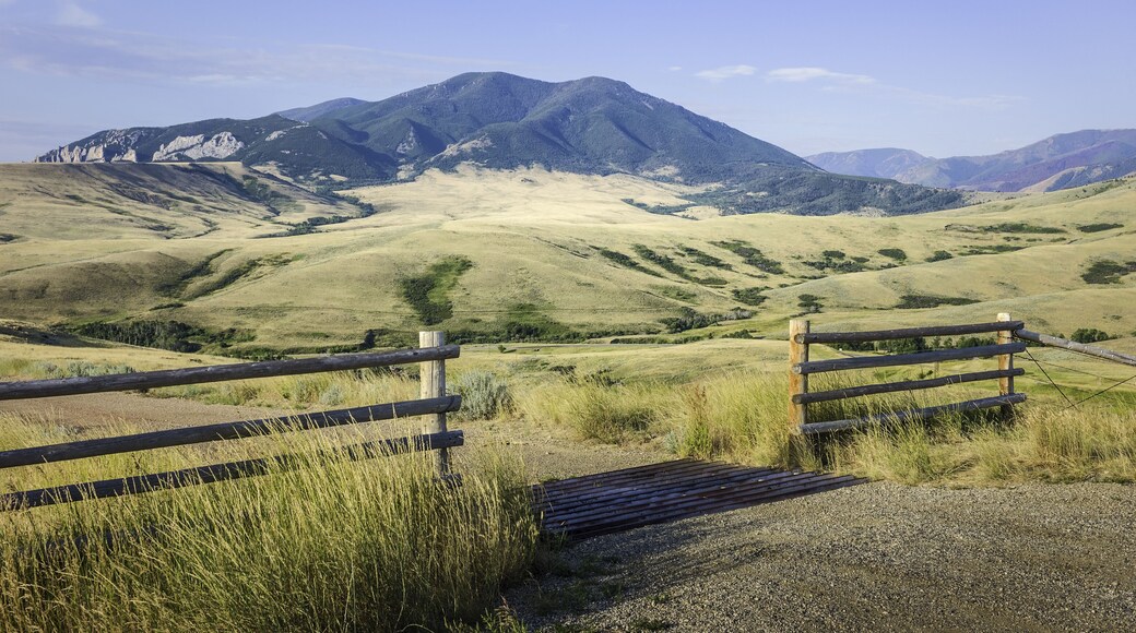 Red Lodge, Montana, USA. Foothills of Bear Tooth Mountains on a summer day with sagebrush and grassland as viewed from the Bear Tooth Mountain pass highway near Red Lodge, Montana, USA.; Shutterstock