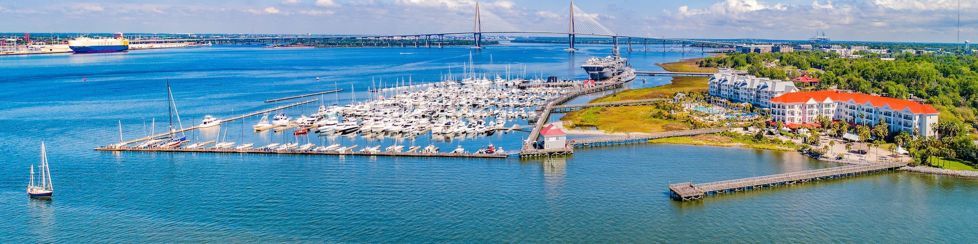 Charleston Harbor Aerial in Charleston, South Carolina, USA
