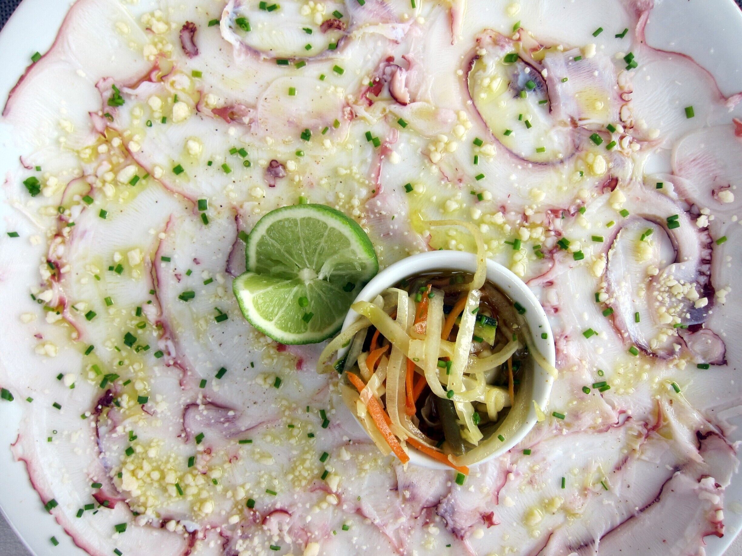 Without question, of of the best meals of my life...Japanese Octopus Carpaccio at La Plage in St. Barths. WOW. #restaurant #food #travel #stbarths #welovetoexplore