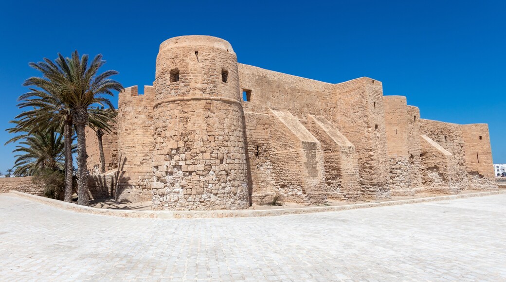 Medieval fortress Bordj El Kebir at Mediterranean coast of Tunisia near Houmt El Souk town. Djerba island.