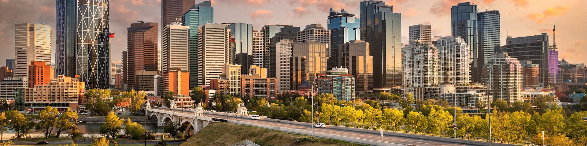 Calgary downtown city skyline panorama in Alberta Canada