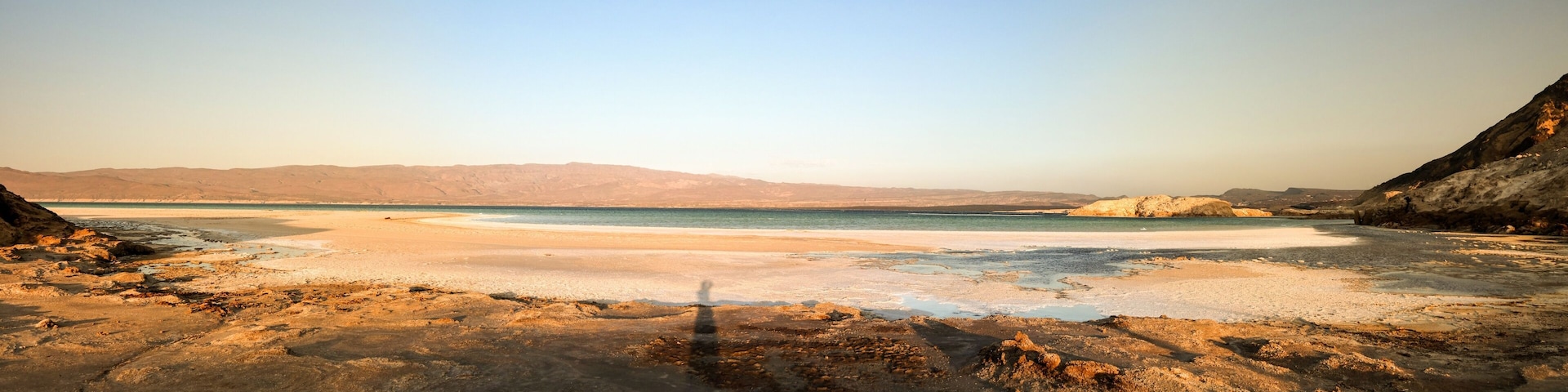 Panorama of Crater salt lake Assal, Djibouti