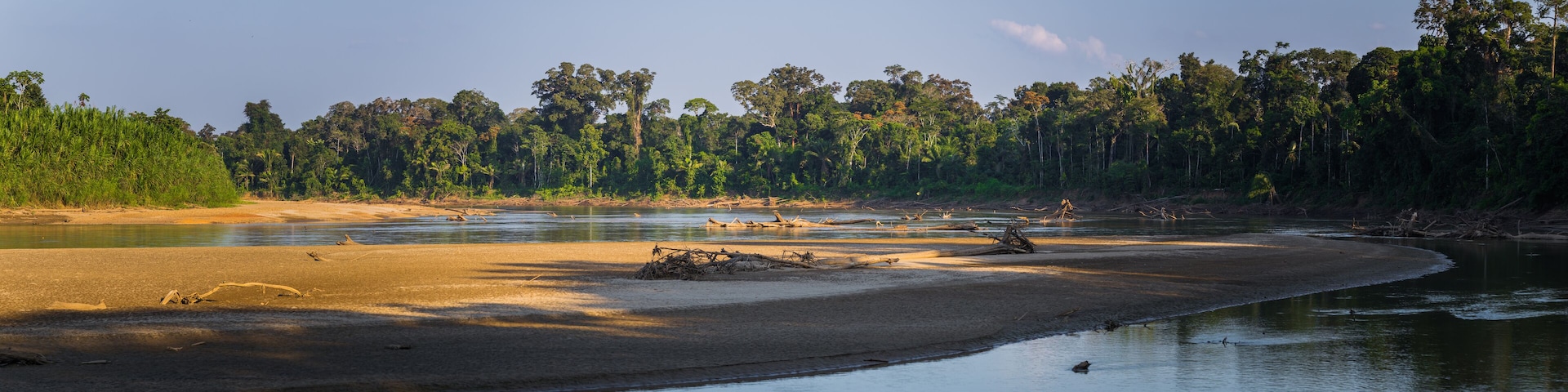 Manu National Park, Peru - August 07, 2017: Landscape of the Amazon rainforest of Manu National Park, Peru