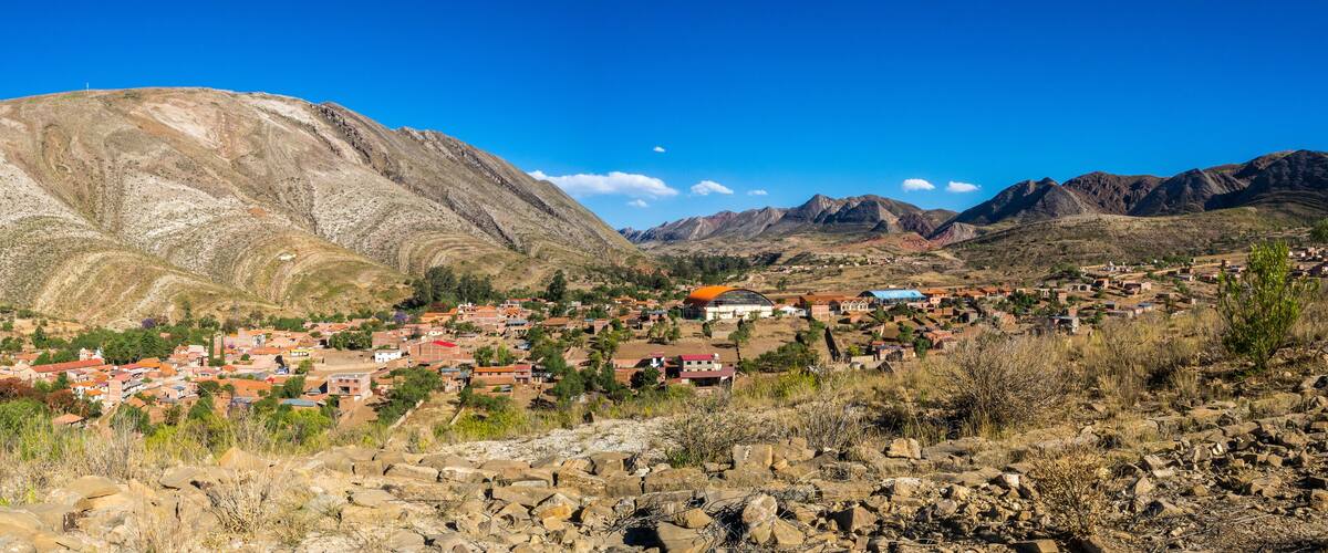 Panoramic of the city of Toro Toro in Bolivia. Detail of the geological formations