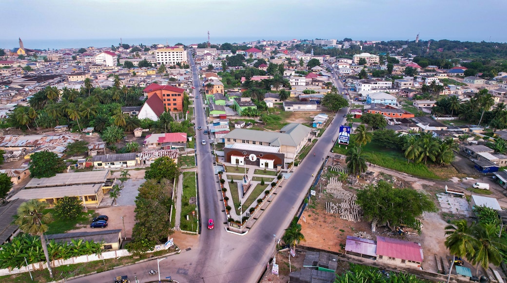 Aerial shot of Winneba Township, Ghana West Africa