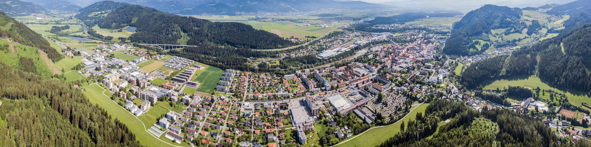 Drone view on Judenburg, Austria