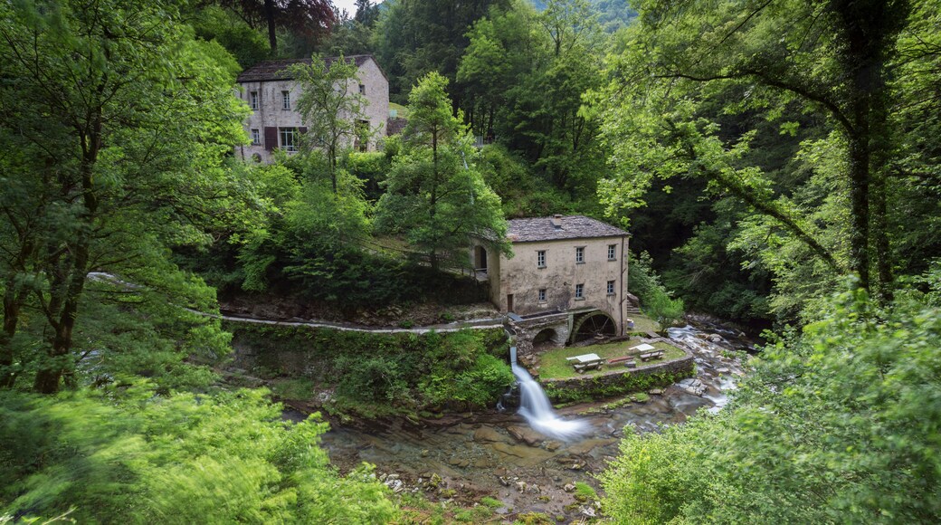 The river Breggia at the Bruzella mill, Muggio Valley, Mendrisio District, Canton Ticino, Switzerland.