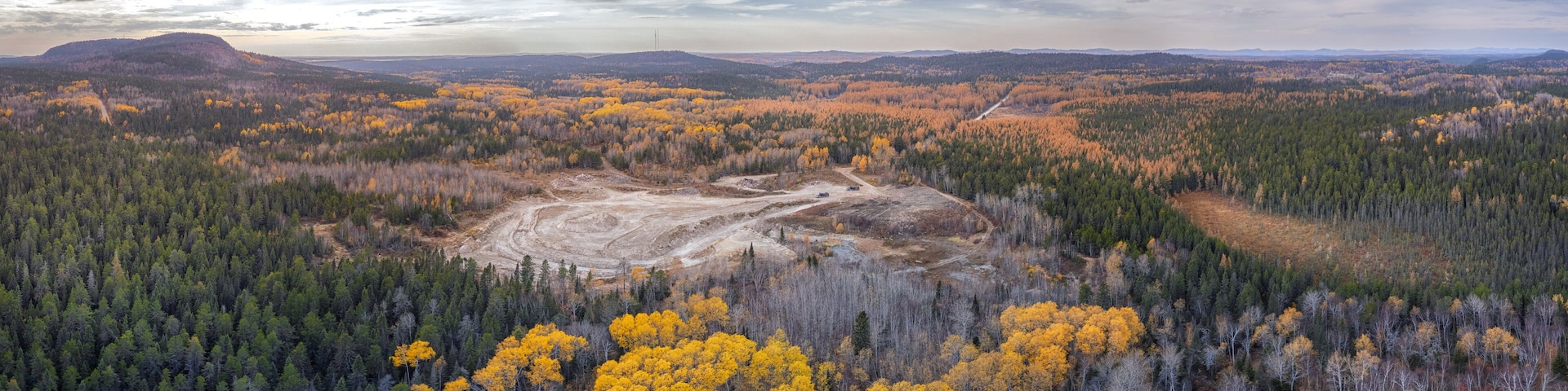 Aerial Of Northern Quebec Canada Open Mining