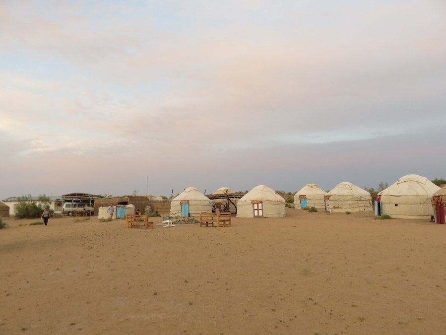 I had it noted as Nurata Desert, while this marker appears to be a nearby town. We were well over towards to the lake to the north. The yurts are not unlike the gers from where I live in Mongolia, although the small differences are many. The desert gets cooler at night but the yurts stayed way too hot. #colorful