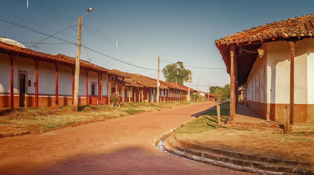 Street in the village Concepcion, jesuit missions in the Chiquitos region, Bolivia