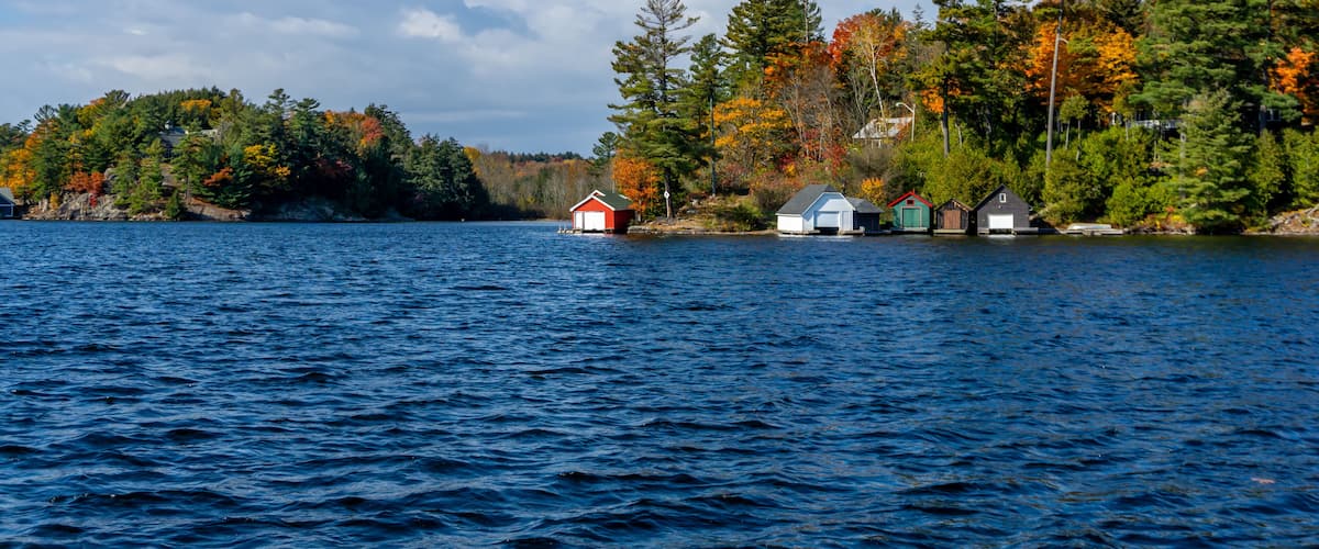 Colors of autumn at Rosseau Waterfront Park, Jim Swift Drive, Rosseau, Seguin Township, Parry Sound District,.
