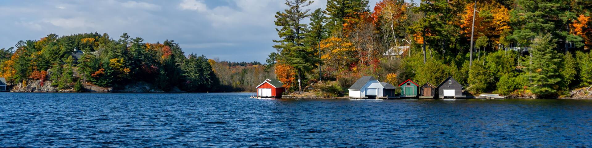 Colors of autumn at Rosseau Waterfront Park, Jim Swift Drive, Rosseau, Seguin Township, Parry Sound District,.