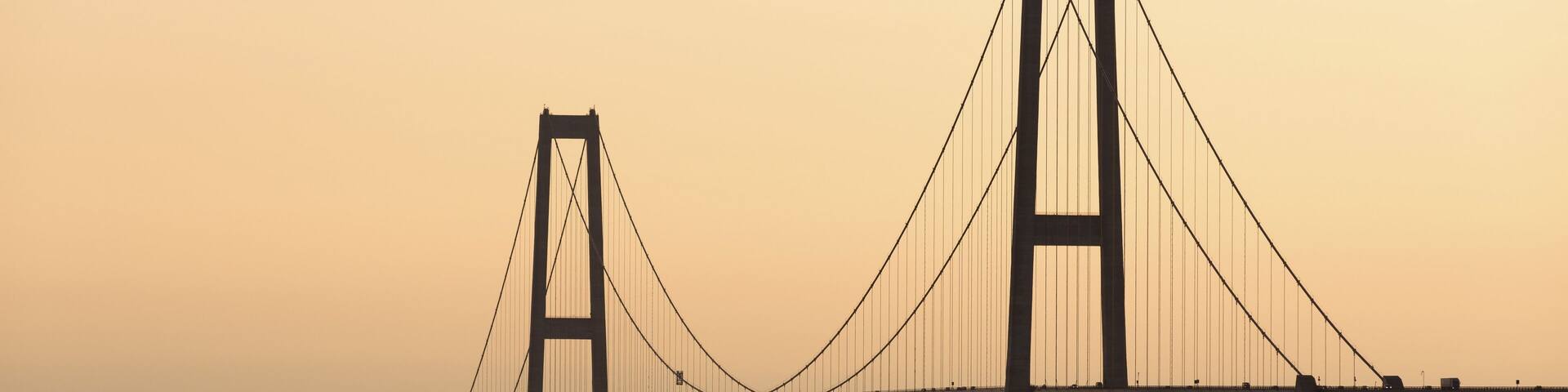 Great Belt Bridge, evening, Storebæltsbroen, Great Belt Strait, Korsør, Slagelse Municipality, Denmark, Europe
