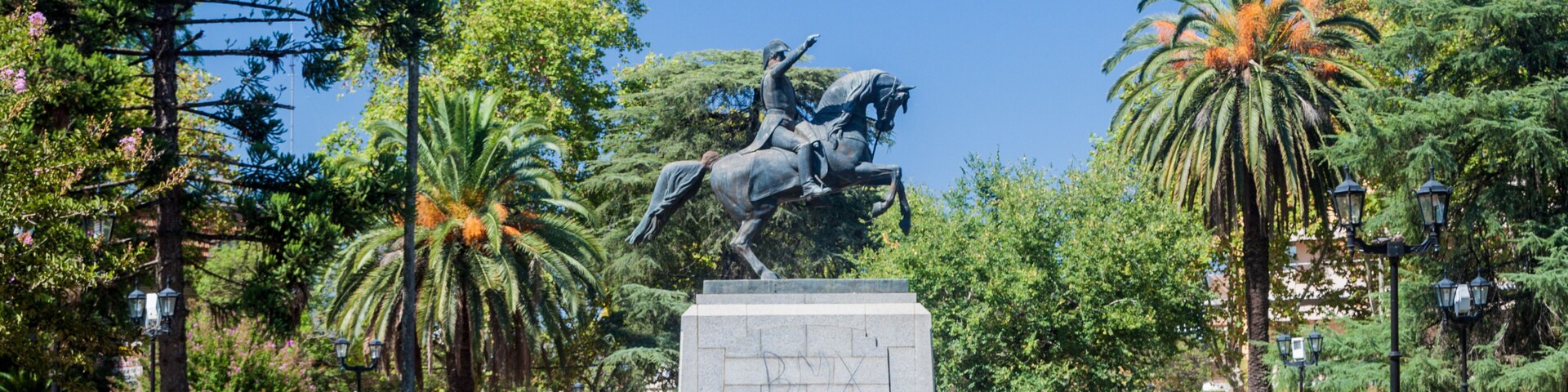 San Martin statue on Plaza San Martin square in Colon, Argentina
