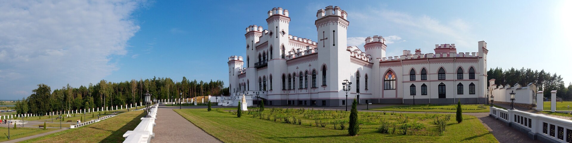 BREST, BELARUS - AUGUST 14, 2022: Palace of Puslovskys in Kossovo, an architectural monument of the 19th century