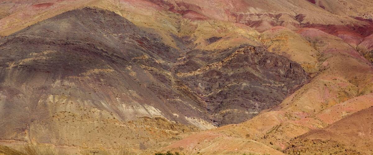 Ccopper Mountain (red zones). Atacama desert, Chile.