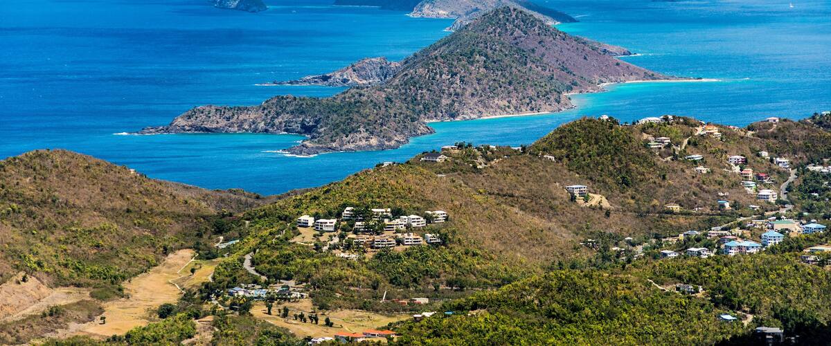View north from Mountain Top on St. Thomas Island, U.S. Virgin Islands, Leeward Islands, West Indies, Caribbean, Central America