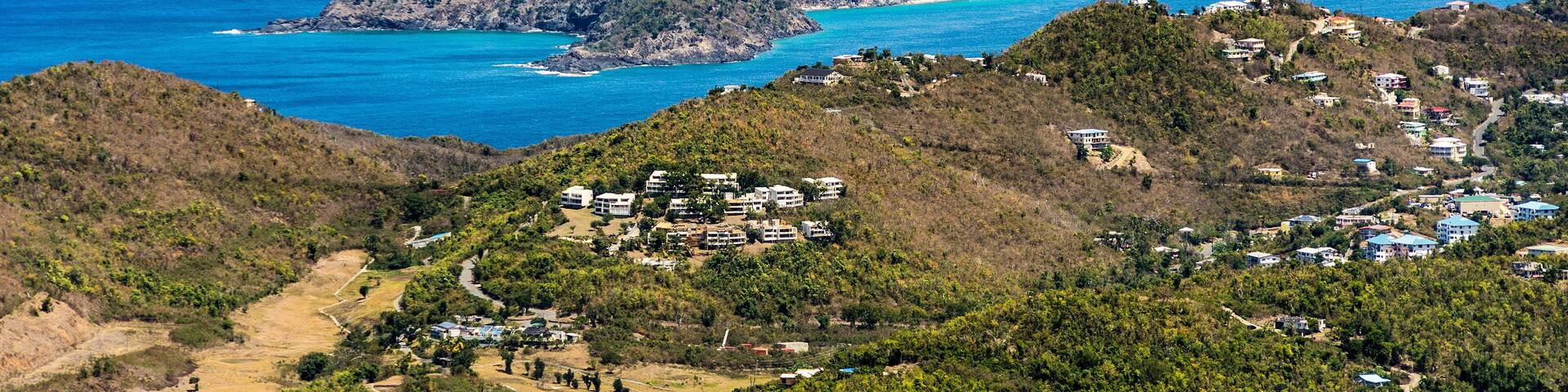View north from Mountain Top on St. Thomas Island, U.S. Virgin Islands, Leeward Islands, West Indies, Caribbean, Central America