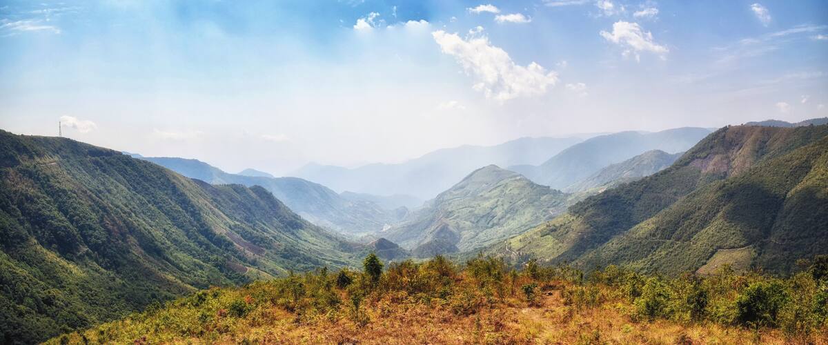 Beautiful green hills and landscape of Meghalaya, East Khasi Hills, India