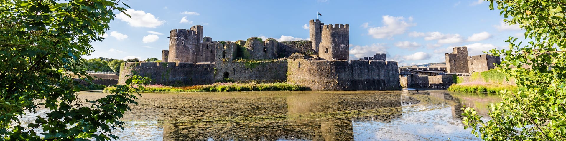 Caerphilly Castle in Caerphilly near Cardiff, Wales, UK